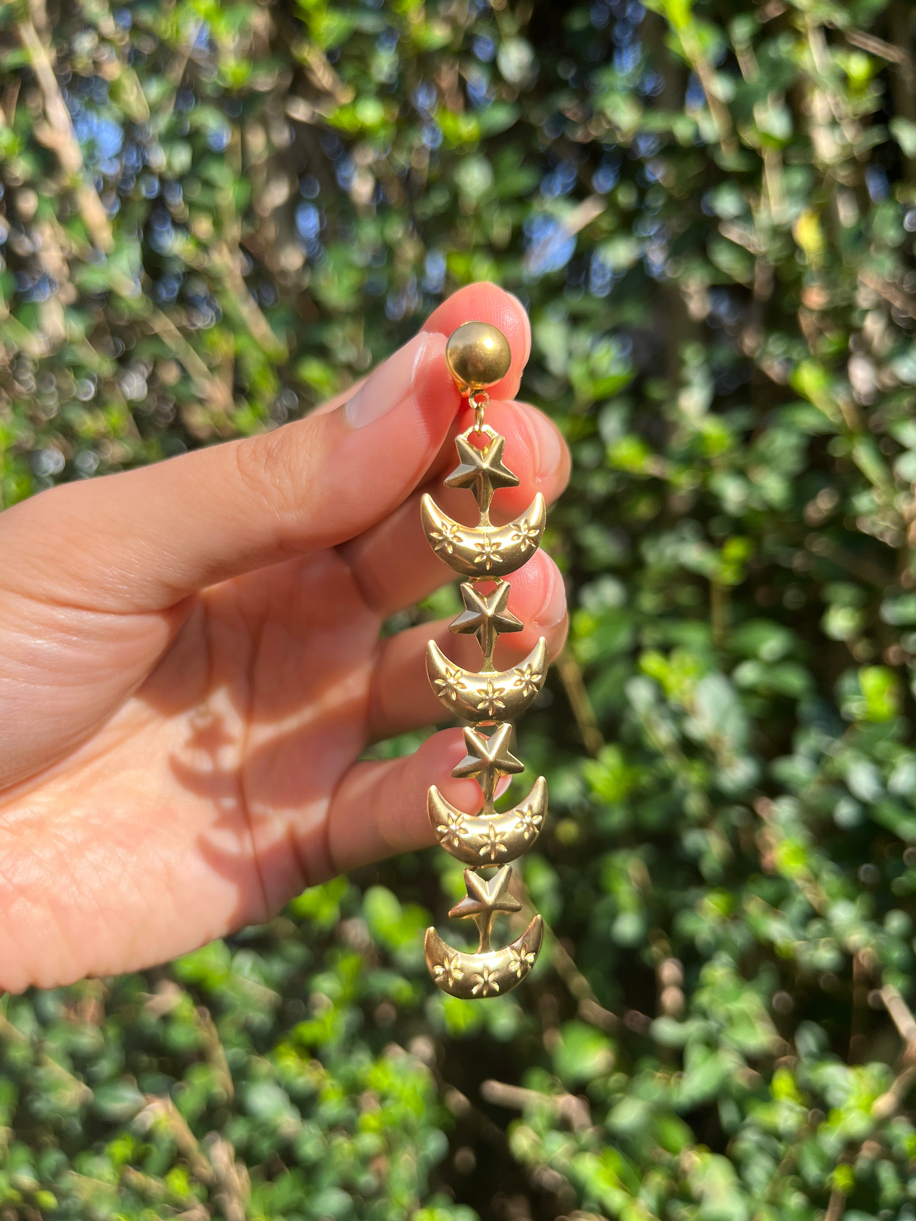 Waterproof Stars and moon earrings